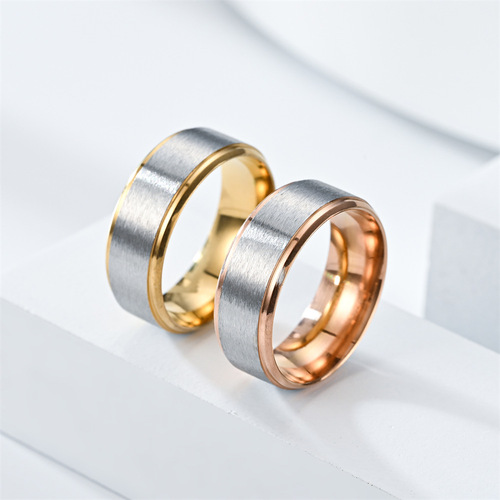 European and American fashionable personalized 8MM two-color aperture ring personalized tail ring manufacturer direct sale