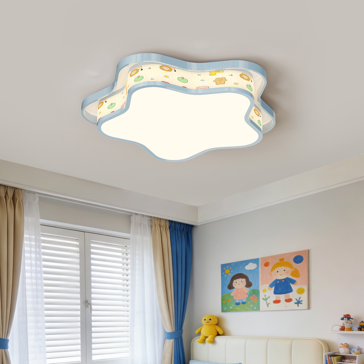 lámpara de techo de la habitación de los niños 2026 nueva estrella de dibujos animados de pentacos de espectro completo para proteger los ojos de niños y niñas lámpara de dormitorio principal 412L