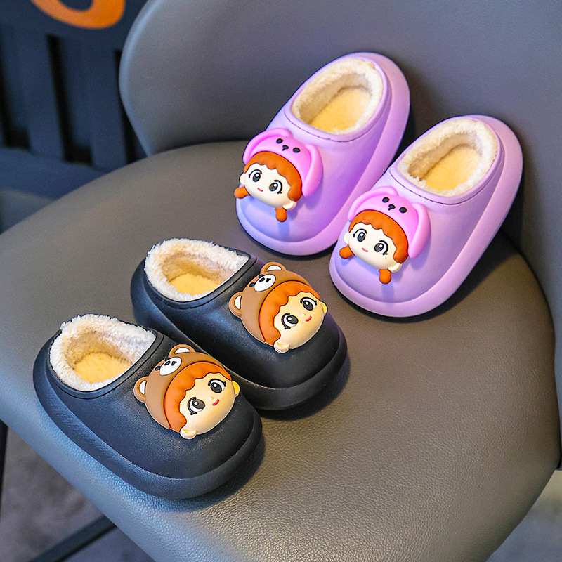 Zapatillas de algodón para niños otoño y invierno niños media bolsa de zapatillas de peludo para niñas pequeñas bebés pequeños lindos zapatillas de algodón