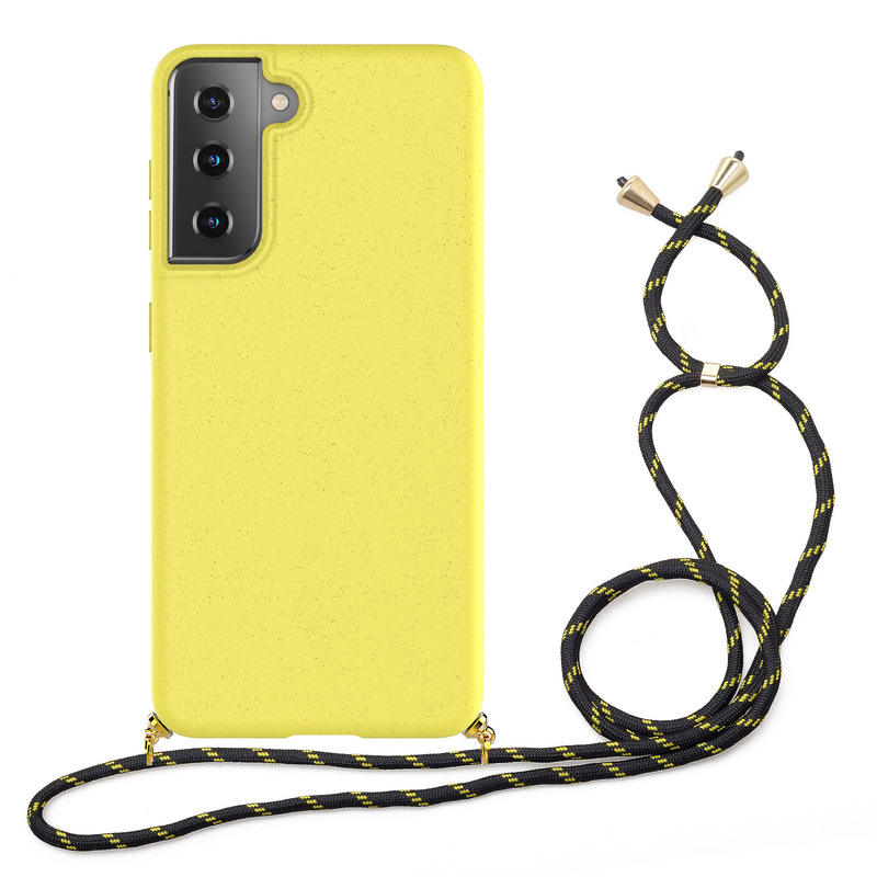 Suitable for iPhone 12 Tpu Skin-Friendly Case with Lanyard, Eco-Friendly and Biodegradable Wheat Straw Phone Case, Drop-Resistant