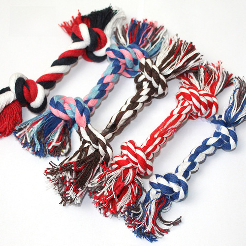 Pet Cotton Rope Toys Factory Double Knot Chewing Rope Pet Grinding Knot Toys Full Size Wholesale