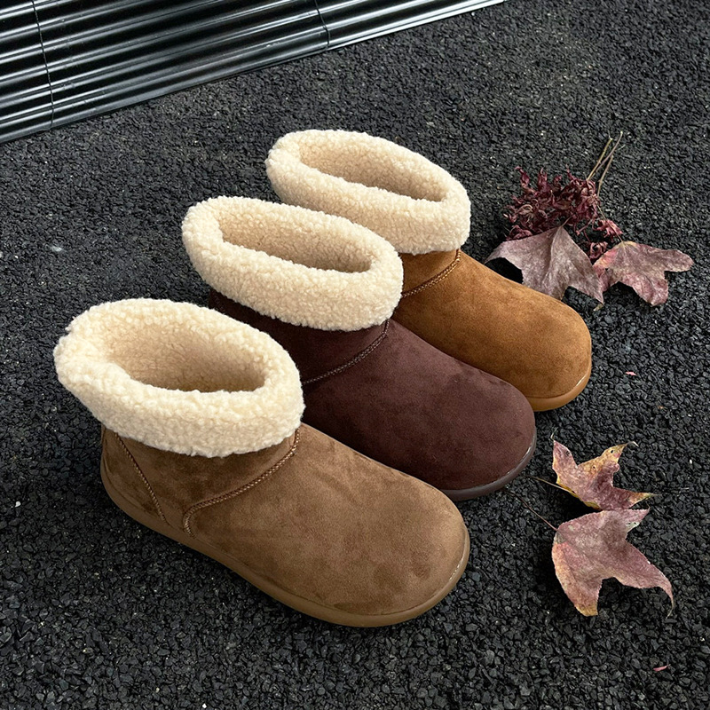 Stivali da neve da donna in vera pelle di pecora 2025, stivaletti invernali foderati in pile in stile britannico, scarpe casual antiscivolo_voghion.com