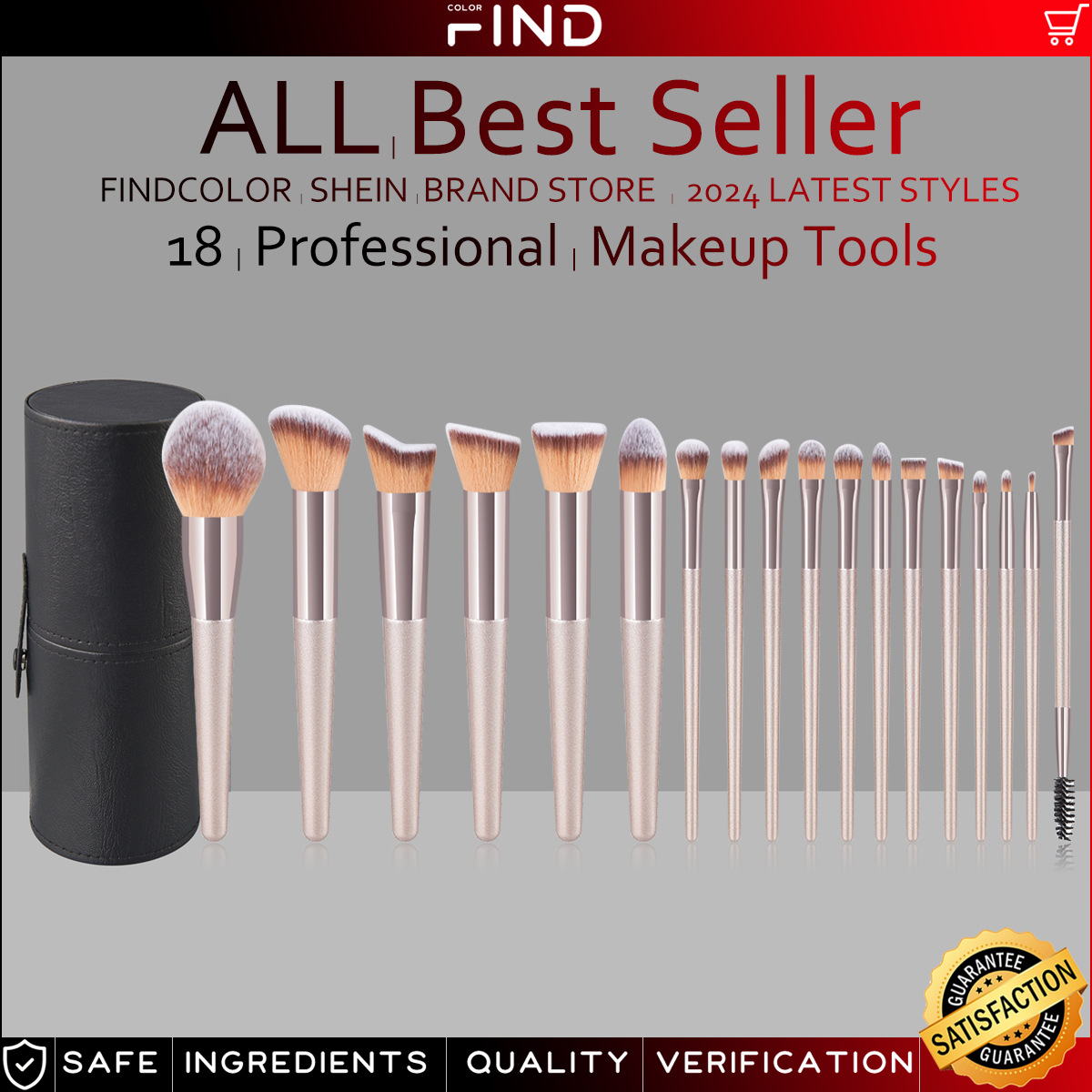 4 pedazos, 10 pedazos, 14 pedazos de cepillos del maquillaje del oro del champán, bolsos grises del maquillaje del traje del champán, precio de fábrica