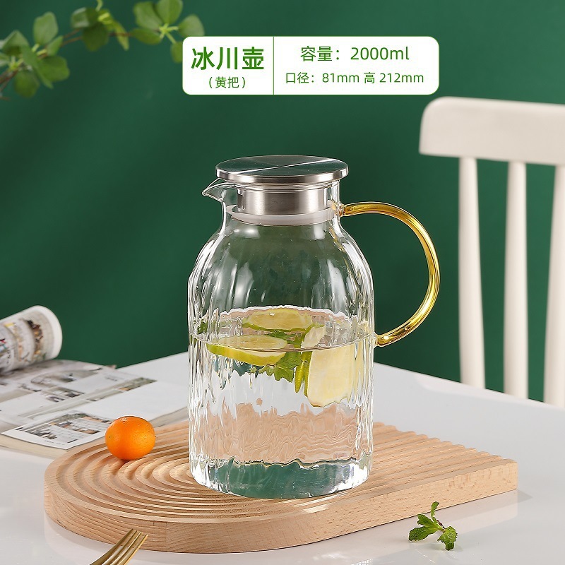 tetera de agua fría de vidrio tetera de agua fría doméstica resistente a altas temperaturas taza de agua fría resistente al calor a prueba de explosiones de gran capacidad tetera de té abierta fría image 14