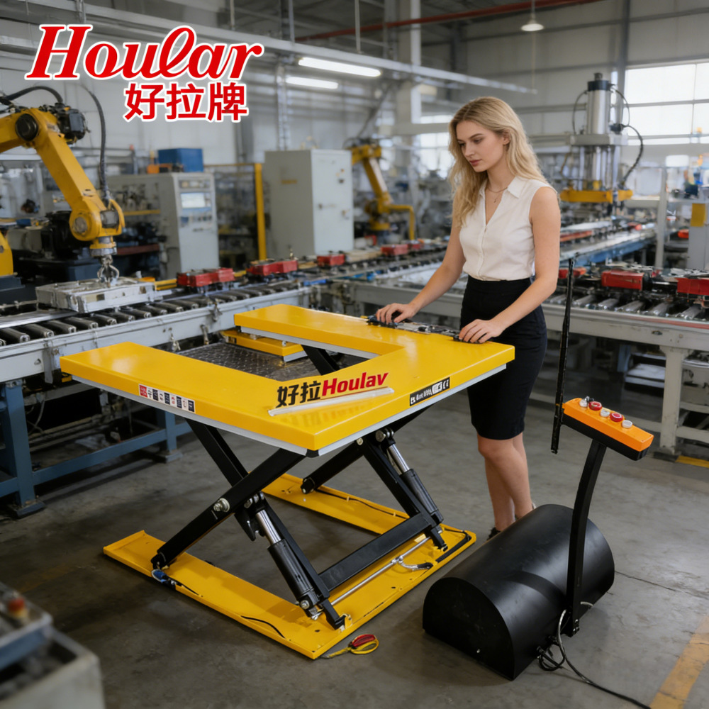 现货供应U型平台电动升降平台HU1000kg升0.86米液压升降机举升台