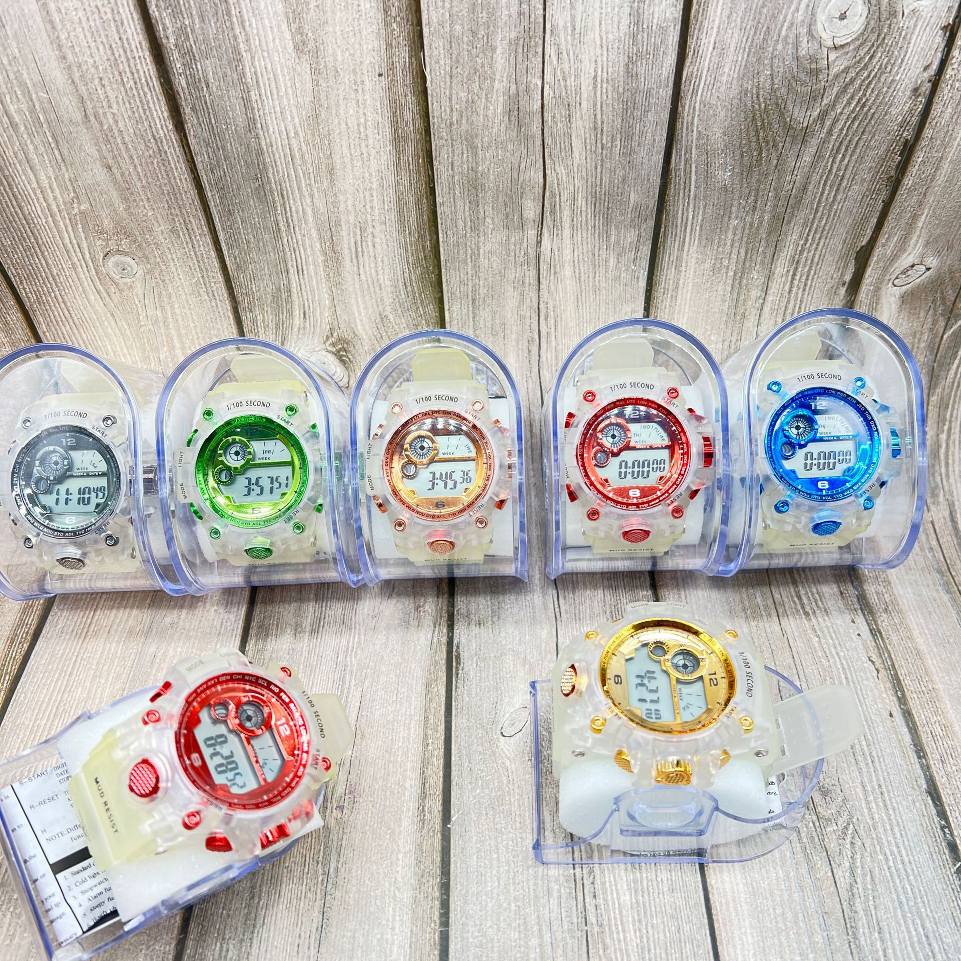 Reloj de cuarzo nuevo reloj electrónico LED coreano simple reloj de estudiante caja de plástico transparente reloj gran cantidad Congyo