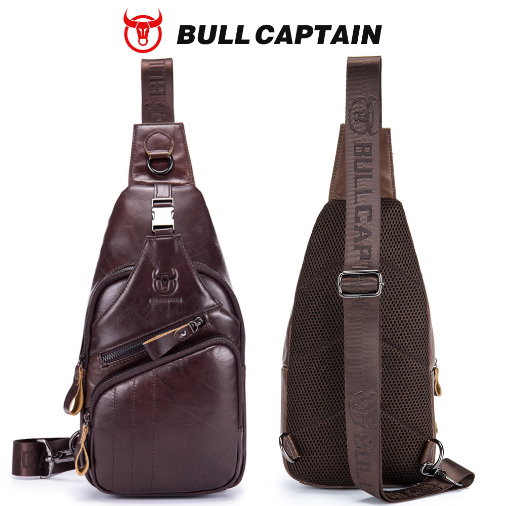 Captain Niu's High-End Guangzhou Leather Shoulder Crossbody First-Layer Cowhide Men's Chest Bag Genuine Leather Tablet iPad Mobile Phone Bag