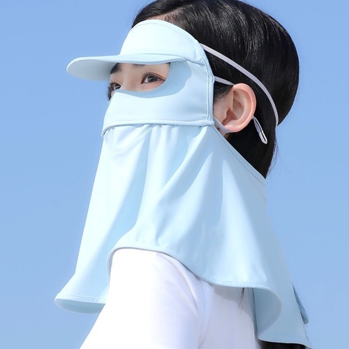 帽檐脸基尼防晒面罩女夏季防紫外线冰丝遮全脸护颈遮脖子开车