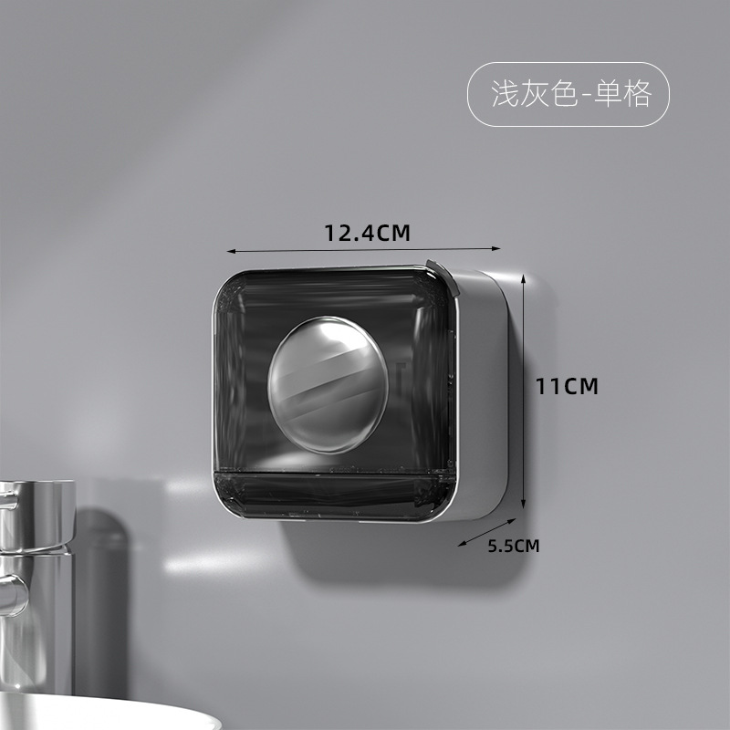 Caja de jabón de lujo ligero estante de almacenamiento de alta gama para el hogar caja de jabón de baño con tapa sin perforar drenaje montado en la pared