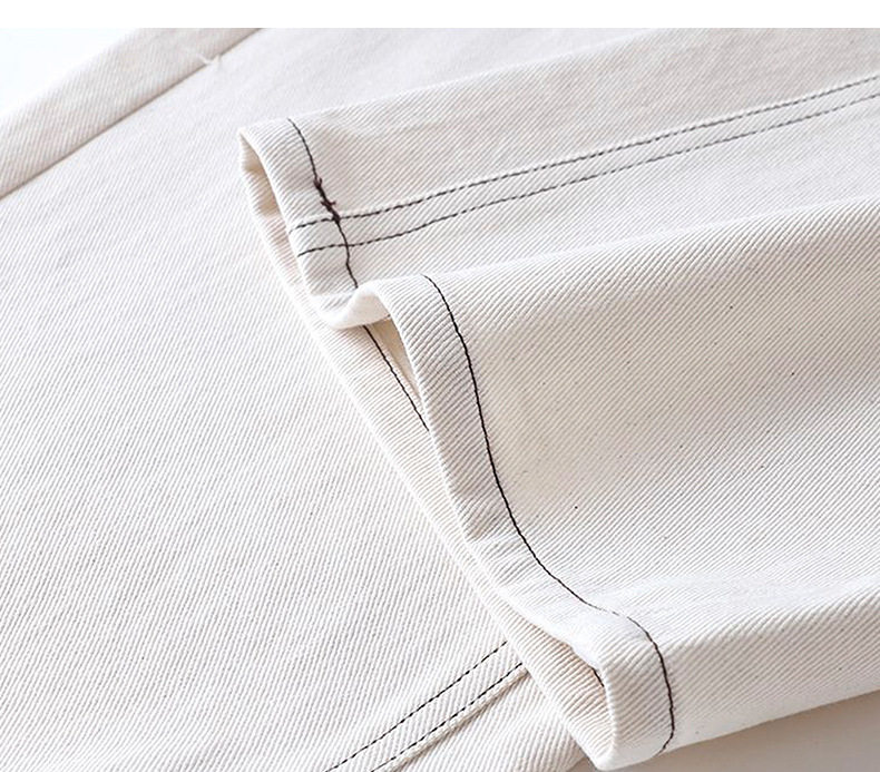 Quần jeans nữ ống rộng lưng cao dáng suông có đường chỉ nổi — Gạo trắng chi tiết 17