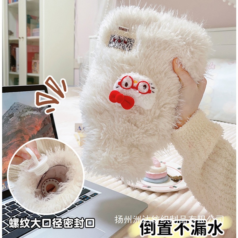 Cartoon lindo bolsas de agua caliente de peluche de invierno para mujeres más bolsas de mano calientes de peluche inyección de agua caliente abdomen caliente bolsa de agua caliente