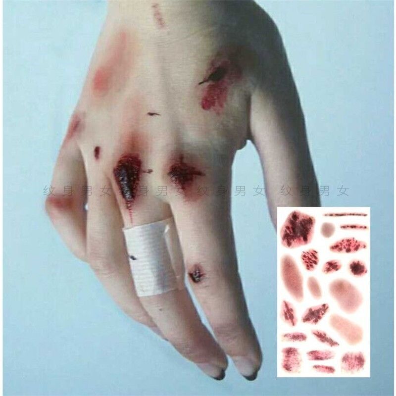 Scar Stickers Simulated Wound Bruises Tattoo Stickers Scars Stickers Fake Wound Stickers Halloween Party Makeup Bar
