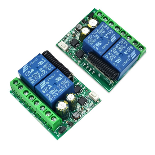 DC6V-30V wide voltage 2-way control switch motor forward and reverse telescopic rod remote control switch LED light control 433M