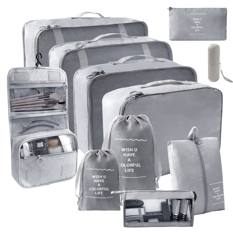 11 종 세트 [7 종 세트 + 소묶음 포켓 + 트라이앵글 백 + 훅 백 + 워시 컵] 그레이