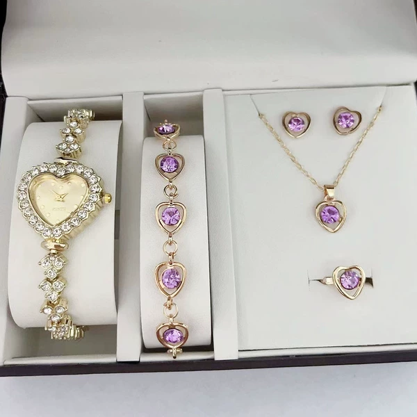 Golden Purple Love Heart Set (without a watch)