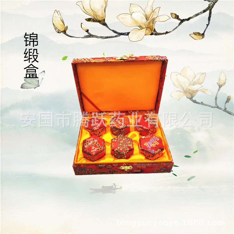 Red Hexagonal Gift Box Set 6 Piece Brocade Jewelry Packaging Empty Boxes key features