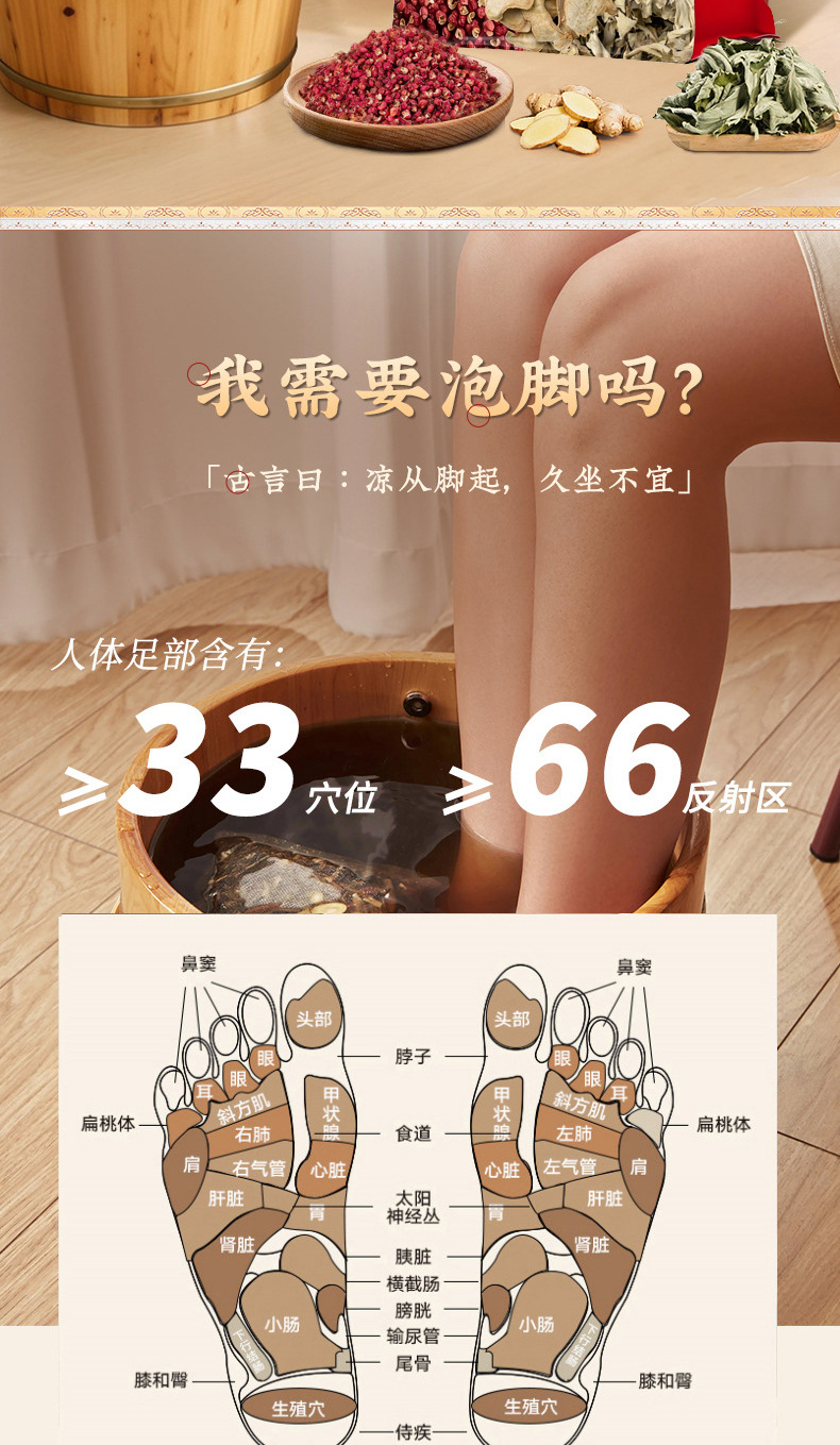 Ginger Mugwort Sichuan Pepper Foot Soak Pack Jiang Ai Hua Jiao 25g x 30 Bags External Herbal Bath key features