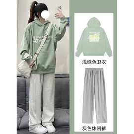 运动套装女复古春秋季学生韩版宽松显瘦盐系卫衣休闲两件套跑步服