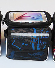 Bolsa de haz frontal de bicicleta de montaña bolsa de teléfono móvil de pantalla táctil de camuflaje con cubierta de lluvia tubo superior bolsa frontal de coche desmontaje portátil