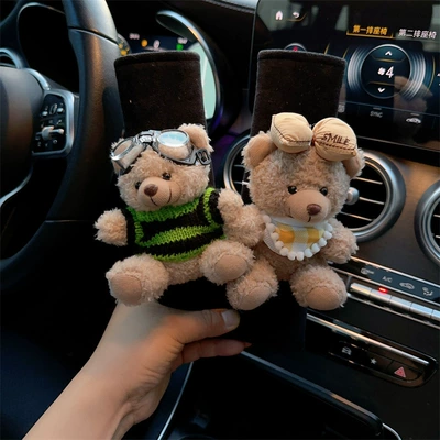Seat belt shoulder pad cute cartoon safety belt protective - a-pair-of-cute-bear-ice-silk-security-strap-shoulder-pads-3