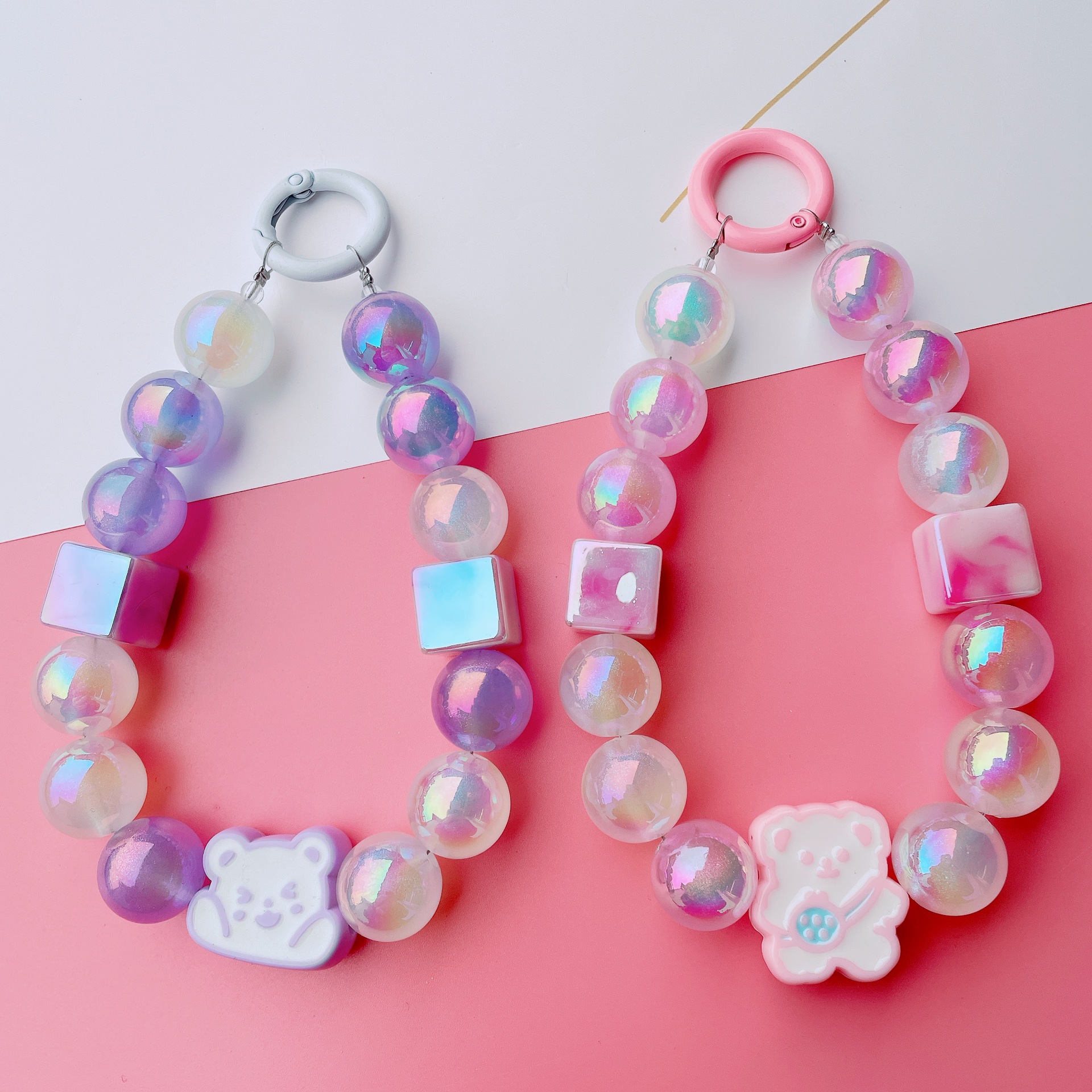 Little Red Book 16mm Mabei Luminous UV Gold Bead Backpack Bear Chain Mobile Phone Case Hanging Ornaments Bag Jewelry Accessories