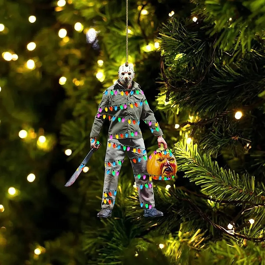 Decoración del árbol de Navidad transfronteriza película de terror plano Haning decoración de Halloween decoración colgante espejo retrovisor de automóvil
