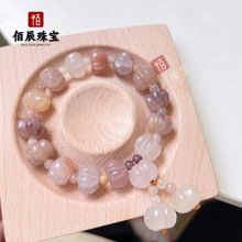 金丝玉石手链新疆女ins风南瓜珠紫罗兰手饰品手串文玩单圈 直播货
