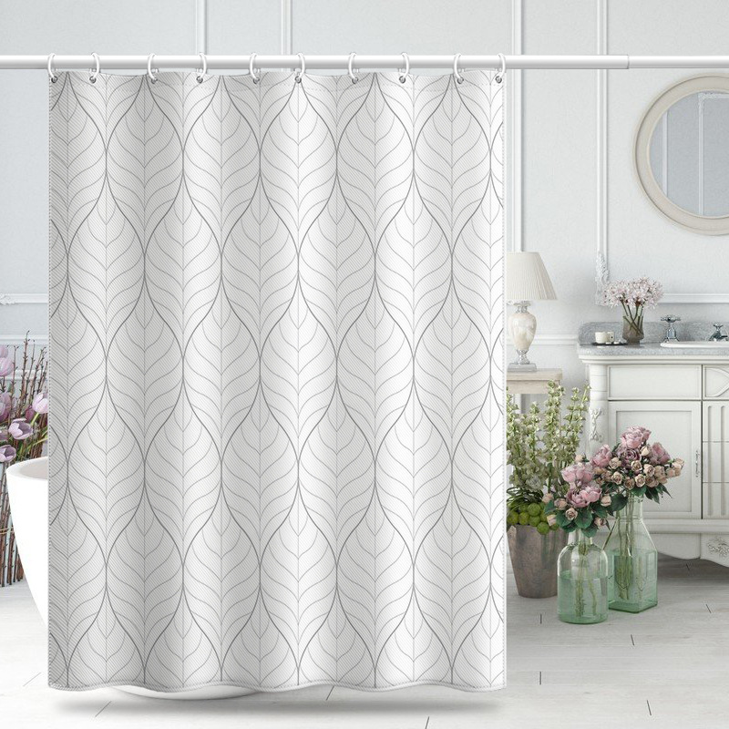 Factory Supply Hand-painted Leaves Bathroom Bath Shower Curtain Cloth Waterproof Mildew-proof Thickened Bathroom Partition Curtain Door Curtain