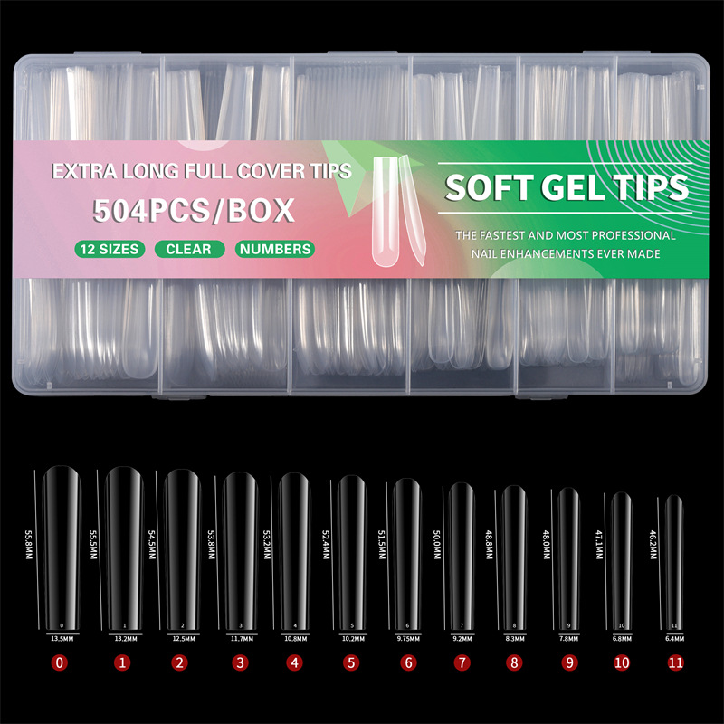 504 piezas de uñas de parche completo súper largas