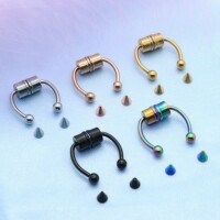 厂家直销跨境 不锈钢电镀 欧美流行简约马蹄无需穿孔个性磁铁鼻夹