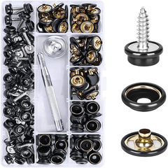 黑色50套15mm不鏽鋼螺絲大白扣套裝篷布固定銅金屬四合扣遊艇按扣