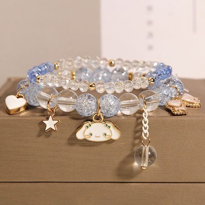 Corea del Sur fresco lindo conejo chica pulsera en línea celebridad niña flor caliente cristal pulsera chica novias pulsera