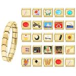 金色意大利弹力手链男女情侣黑八宝石休闲时尚手链模块diy饰品