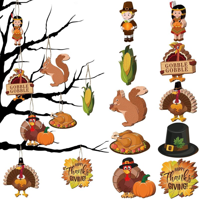 Cross-Border Set of 20 Autumn Thanksgiving Wooden Hanging Decorations - Vintage Style Thanksgiving Tree and Party Decorations Cross-Border Set of 20 Autumn Thanksgiving Wooden Hanging Decorations - Vintage Style Thanksgiving Tree and Party Decorations
