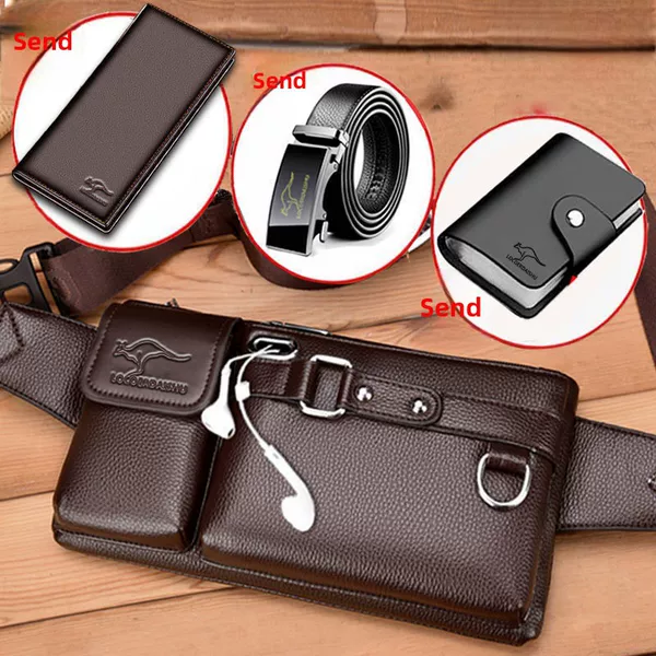 2023 Chest Bag Men's Leather Texture Waterproof Waist Bag Trendyy Large Capacity Multifunctional Crossbody Bag Shoulder Bag Fashion