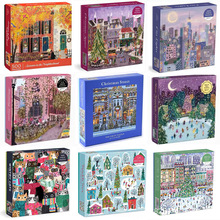 【现货】galison全集圣诞东灯成人拼图500/1000片装饰画玩具礼物