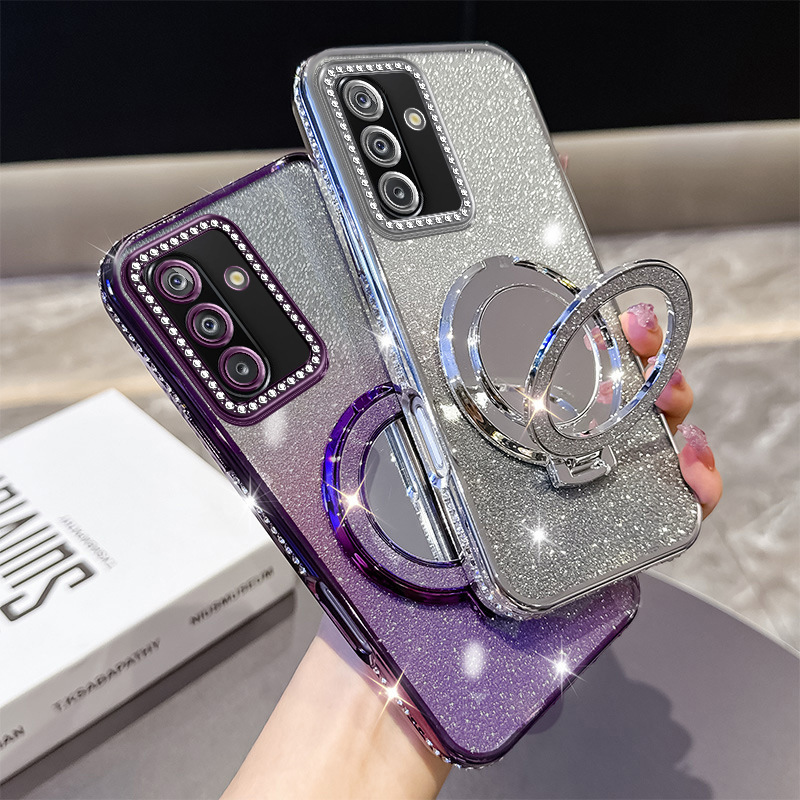 Suitable for Samsung S26Ultra Mobile Phone Case A57 Glitter Powder A35 Rhinestone A16 Mirror Stand A07 Anti-Fall 24 Protective Cover