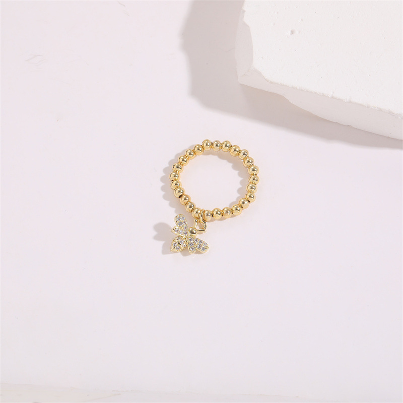 Fashion Butterfly Copper Plating Inlay Zircon Rings 1 Piece