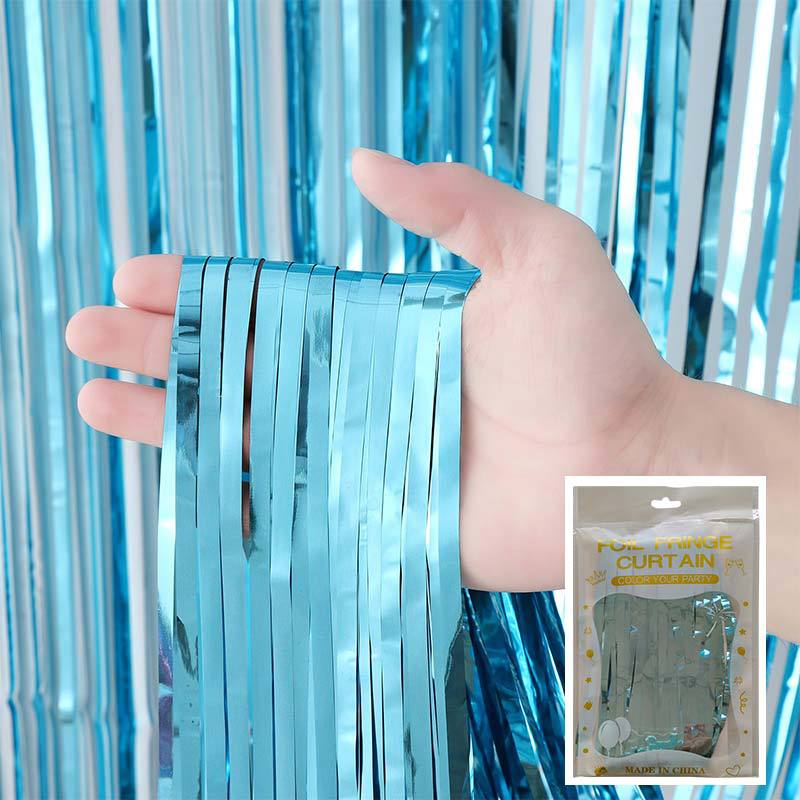 Cortina de lluvia de colores de alto brillo transfronteriza decoración de fiesta de cumpleaños cortina de lluvia láser de macaron brillante de 1*2 m