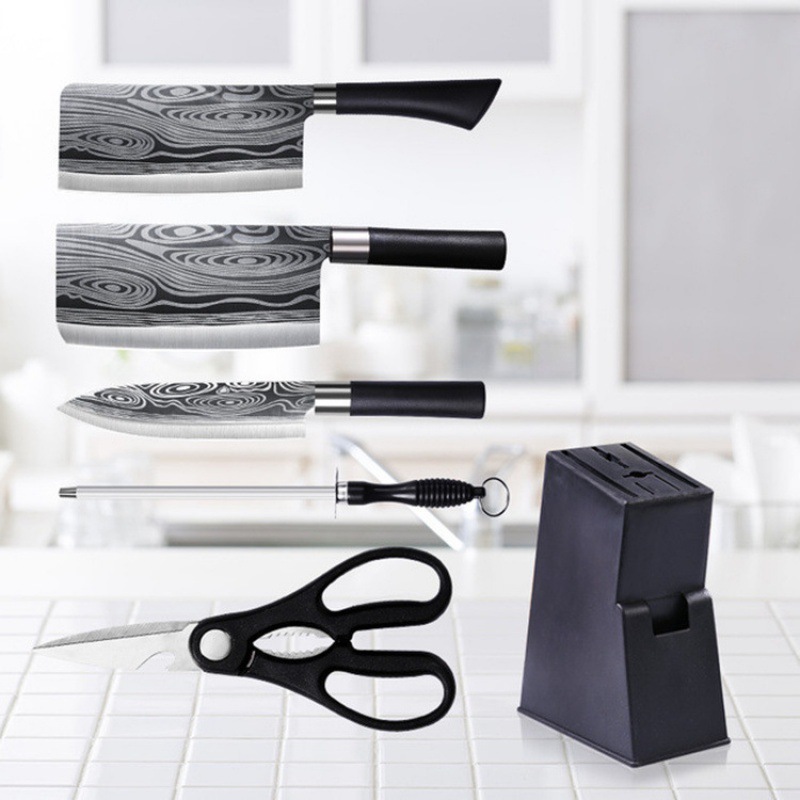 En stock cocina de cinco piezas de acero inoxidable cuchillo hogar patrón de acero cortador de hueso cuchillo de cocina cuchillo de pollo tijeras de hueso al por mayor