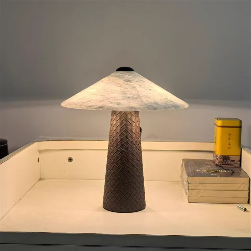 Spanish Natural Marble Nordic Modern Minimalist Study Room Living Room Bedroom Designer Villa Hotel Leather Table Lamp Spanish Natural Marble Nordic Modern Minimalist Study Room Living Room Bedroom Designer Villa Hotel Leather Table Lamp