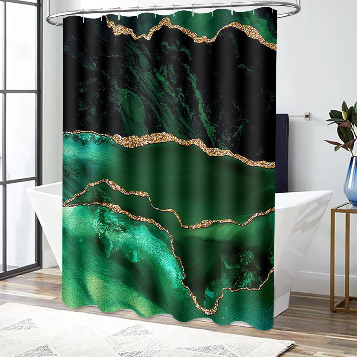 Cross-Border Supply of Shower Curtains 3D Digital Printing Polyester Waterproof and Anti-Virus Bath Emperor Bathroom Bathroom Shower Curtain
