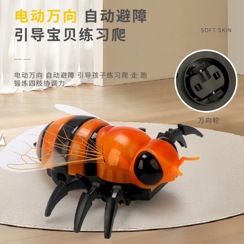 Comercio exterior transfronterizo eléctrico abeja colorida música iluminación universal simulación de araña juguetes para niños al por mayor