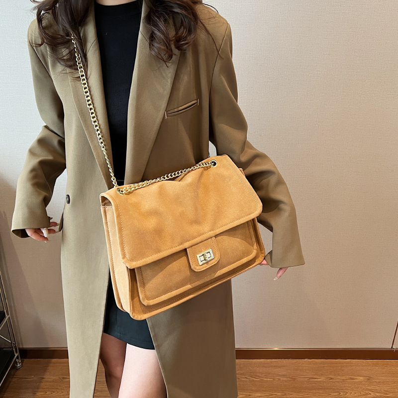 Large capacity for women's autumn and winter 2023 new fashionable frosted chain crossbody commuting tote bag_voghion.com