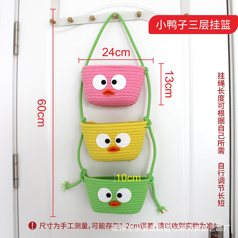 Cesta colgante de tres capas de patito amarillo