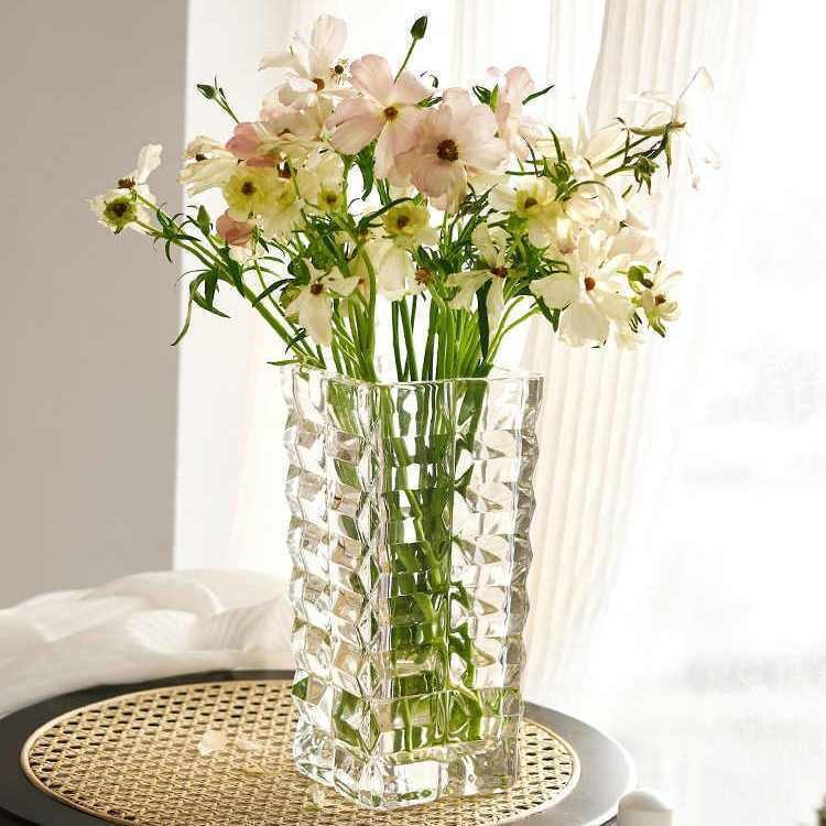 Florero de cristal pequeño arreglo de flores transparente decoración hidropónica Luz de lujo sala de estar de alta gama flores de celebridades en línea de alto grado