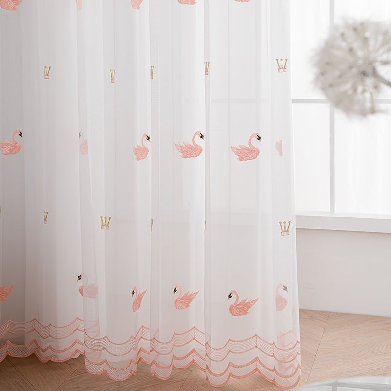 Nailed Nordic Embroidered Sheer Curtain White Sheer Light-Transmitting Balcony Living Room Bedroom Bay Window Partition Finished Window Screen