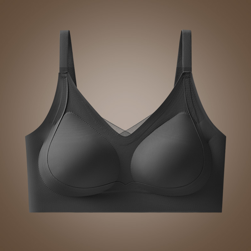 La nueva hermosa ropa interior de copa fija con lijado trasero, camisola sin costuras anti-flacidez, sujetador sin anillo de acero para mujer