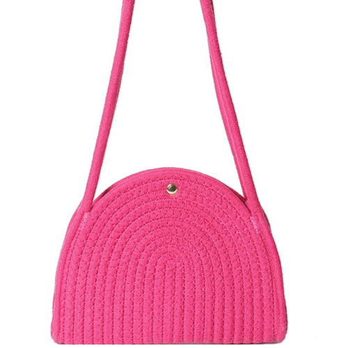 Hand-woven underarm bag, fashionable and versatile woven bag, summer casual minority cotton rope hand-held bag, beach bucket bag.