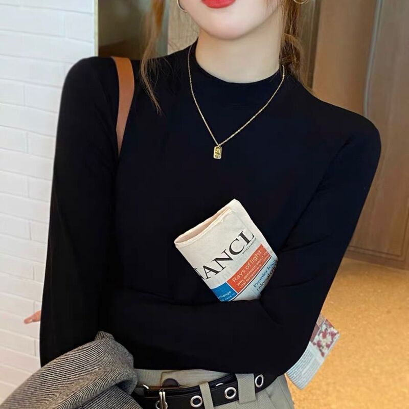 半高领毛衣女内搭2025秋冬新款修身显瘦中领打底针织衫套头衣服|undefined